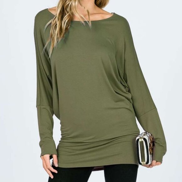 Get the Inside Scoop - Dolman Shirt - Olive - Picture 3 of 3